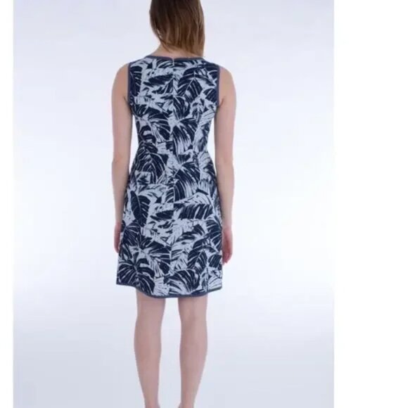 MaxMara Weekend | Blue/White Linen Tropical Print Sleeveless Sundress 10 - Picture 3 of 7